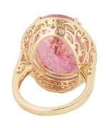 21.0ct Oval Pink Topaz and 0.25ctw Diamond Frame Cocktail Ring in 14K