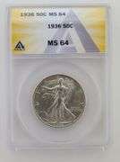 1936 Walking Liberty Half Dollar, ANACS MS64
