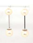 14kt White gold 7-7.5mm pearl dangle earrings