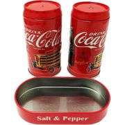 Official Coca-Cola Tin Salt & Pepper Shaker Collectible