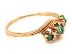 10kt Yellow gold emerald and diamond ring