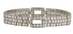 15.0ctw Round Diamond Triple Row Art Deco Style Bracelet in Platinum
