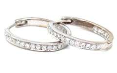 18kt White gold 0.55ctw diamond in out hoop earrings