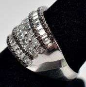 CZ Gemstone Wide Band Ring in Sterling Silver