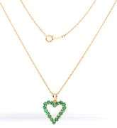 14kt Yellow gold emerald open heart pendant on chain
