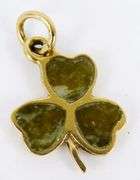 Vintage Irish 9K Gold Gemstone Clover Pendant or Charm