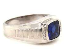 10kt White gold Synthetic sapphire and diamond ring