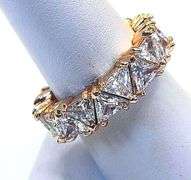 Dazzling 14 Kt Yellow Gold Plate 11.6 Cttw Simulated Diamond Ring