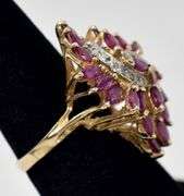 Dazzling 14K Yellow Gold Ruby Gemstone and Diamond Ring