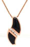 14kt Rose gold diamond and black onyx pendant on chain