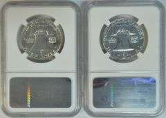 Pair of nearly perfect NGC PR68 Franklin Half Dollars from 1956 & 1962