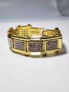 Huge 95.4 Gram Brilliant 14 K Yellow Gold Plated 35 Ctw Simulated Diamond Link Bracelet