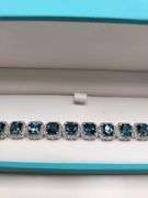 Magnificenrt  22 ctw London blue Topaz and diamond bracelet