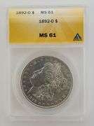1892 O Morgan Silver Dollar, ANACS MS61