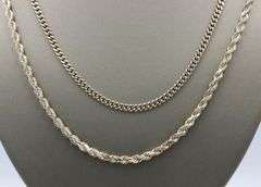 Group lot of 2 vintage 925 sterling silver chains