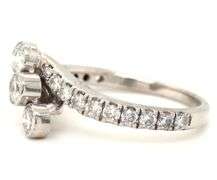 14kt White gold 1ctw 3 diamond bypass ring