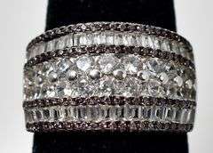 CZ Gemstone Wide Band Ring in Sterling Silver