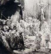 Rare Collectible Etching by Rembrandt, Christ Crucified Between Two Thieves