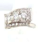 14kt White gold 1.05ctw three diamond bypass ring