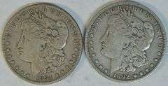 Nice pair of key date 'S' Mint Morgan Silver Dollars from 1884-S and 1892-S