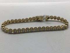 14K yellow Gold Tennis lab Diamond Bracelet