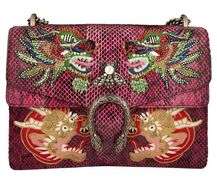 Gucci Purple Snakeskin Dragon Embroidered Medium Dionysus Shoulder Bag