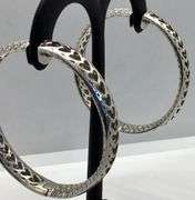 18K White Gold Round Brilliant Cut 17 Carat Diamond Hoops