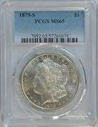 Super Gem BU 1879-S Morgan Silver Dollar. PCGS MS65