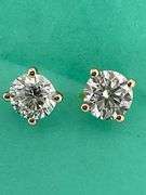 3.00 CARATS LAB GROWN DIAMOND STUDS. BRAND NEW.  14K YELLOW GOLD