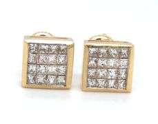 Sparkling 14K YG Diamond Cluster Stud Earrings