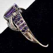 Sparkling 14K white Gold Amethyst Gemstone and Diamond Ring