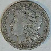 Very sharp 1891-CC Morgan Silver Dollar. Key date