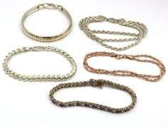 Group lot of 5 vintage 925 sterling silver bracelets
