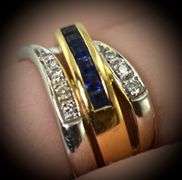 Beautiful 18K Two-Tone Sapphire & Diamond Suite