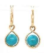 14kt Yellow gold turquoise dangle bead earrings