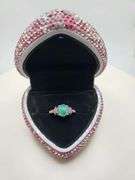 Victorian natural emeralds and diamond accent ring