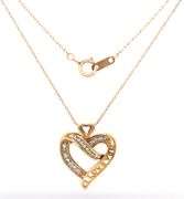 10kt Yellow gold heart shaped diamond pendant on chain