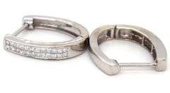 14kt White gold 1ctw Invisible set princess channel set hoop earrings