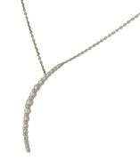 New 0.35ctw Round Diamond Graduated Curved Line Pendant Necklace in 14K