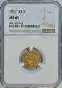 Choice BU 1927 $2.50 Indian Gold Piece. NGC MS63