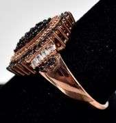 Brown and Clear Gemstone Ring in Rose Gold Vermeil 925 Sterling Silver