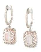 5.58ctw Radiant Morganite and 0.60ctw Diamond Frame Drop Earrings in 14K