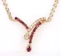 Lively 14K YG Ruby and Diamond Necklace