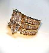 Ladies Sparkling 14 Kt Yellow Gold Plated 4.65 Ct Marquis Cut Lab Simulated Diamond Ring