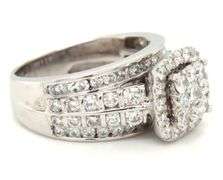 14kt White gold 2ctw diamond halo cluster ring