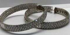 18K White Gold Round Brilliant Cut 17 Carat Diamond Hoops