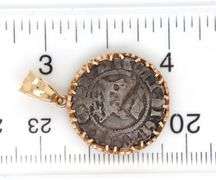 Neat Old English Silver Coin in 14K Bezel