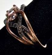 Pink Topaz and Brown Gemstone Ring in Vermeil 925 Sterling Silver