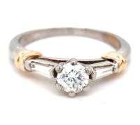 14kt White gold 1ctw RBC and baguette engagement set ring