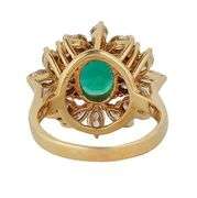 1.75ct Oval Emerald and 1.20ctw Round and Marquise Diamond Frame Ring in 18K